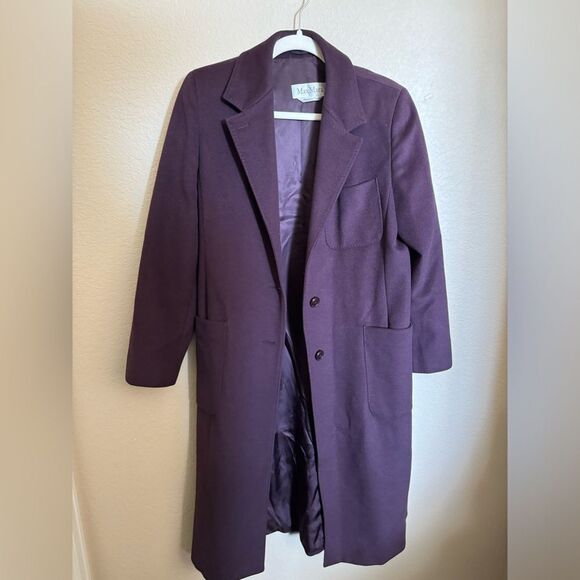 MaxMara‎ Wool Long Coat Size 38 in Purple - Picture 2 of 10